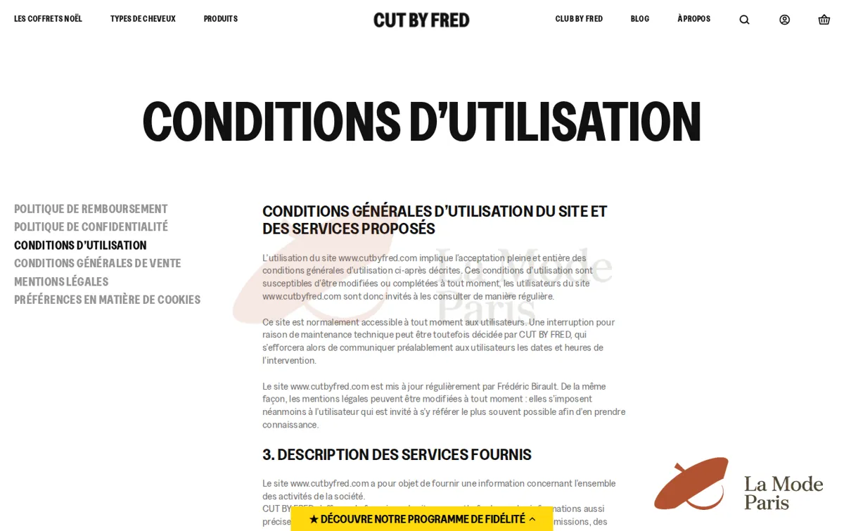 Capture : Conditions d’utilisation – CUT BY FRED